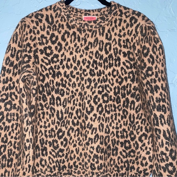 Kate Spade Leopard Dream Sweater Animal Print Wool Cashmere Blend Crewneck - Picture 6 of 11